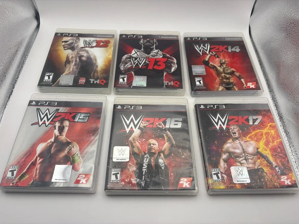 WWE '12 & '13 + WWE 2K14 2K15 2K16 2K17 PS3 6 Game Wrestling Bundle Lot CIB